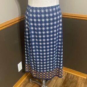 Max studio navy blue & white maxi skirt size XL NWT